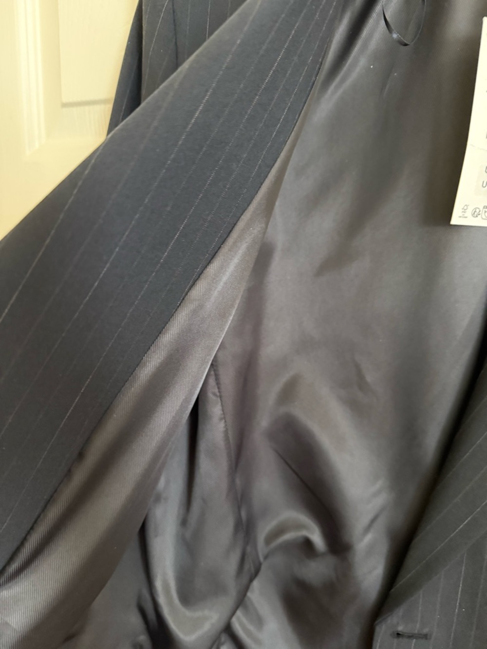Navy Blue Oversized Classic Pinstriped Tailored Jacket from Zara - Picture 10 of 15